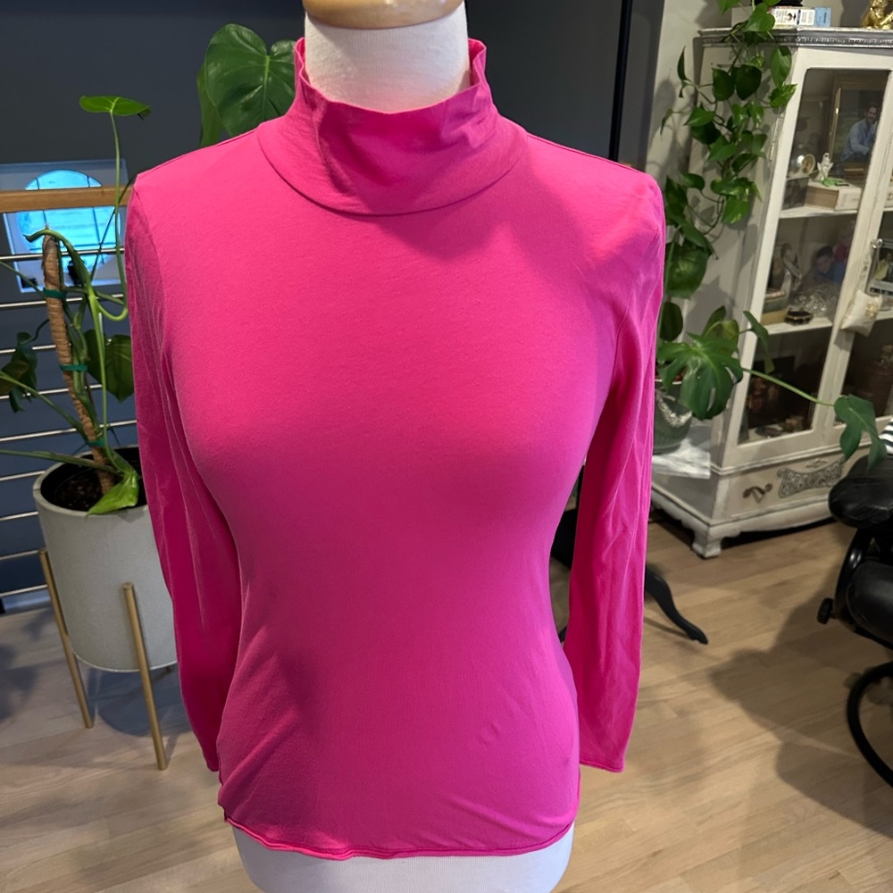 Anthropologie Fuchsia Long Sleeve Mock Turtleneck Top